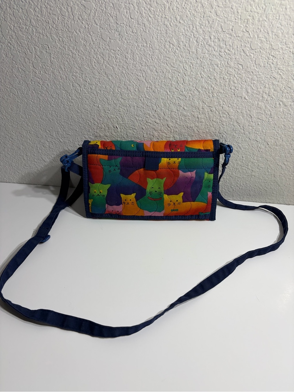Vintage Multicolor Cat Print Crossbody - Wallet Organizer